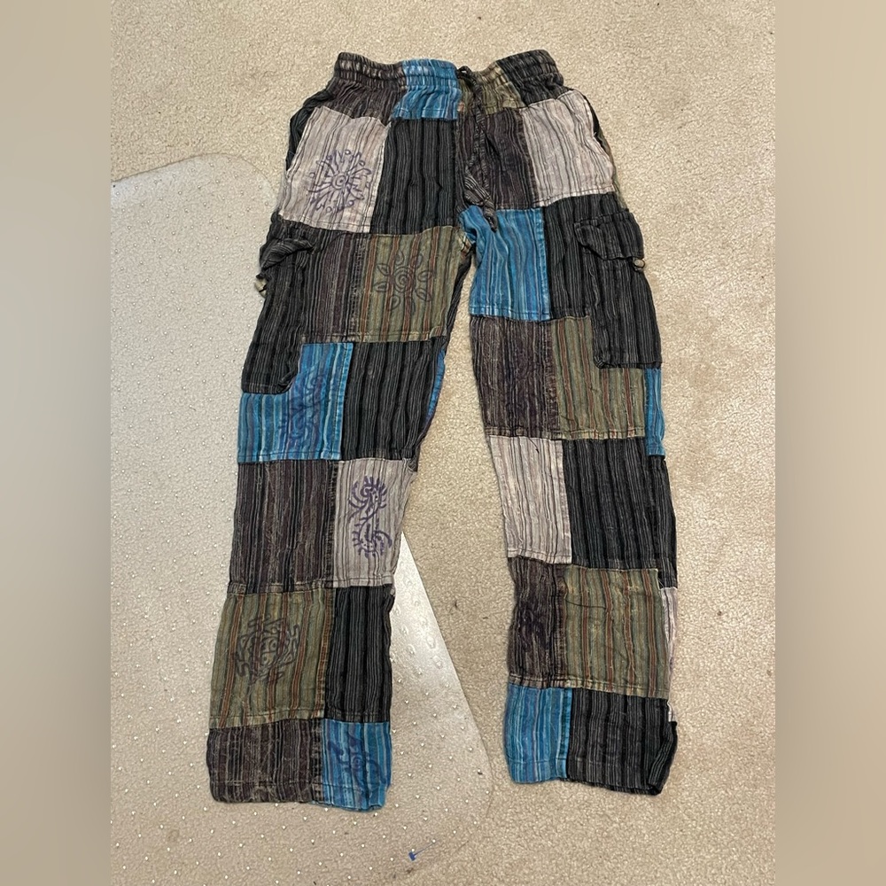 hippie patchwork colorful unisex cotton pant size medium